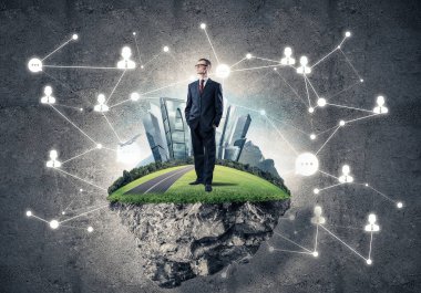 Yeşil Adası üzerinde zarif işadamı 