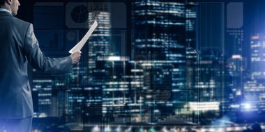 işadamı karşı sanal panel arayüzü