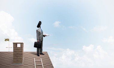 Meçhul işadamı kamera kafası yerine ile