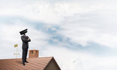 Meçhul işadamı kamera kafası yerine ile