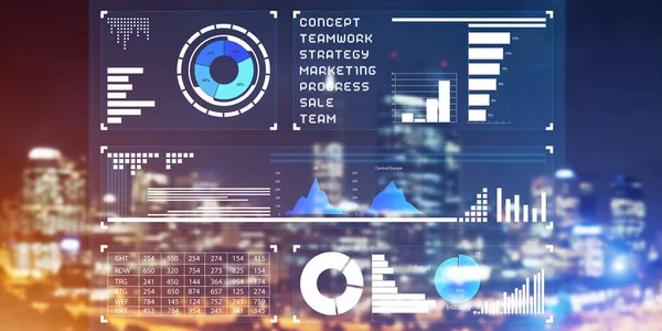 Painel virtual com gráficos e diagramas — Fotografia de Stock