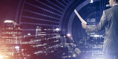 işadamı karşı sanal panel arayüzü