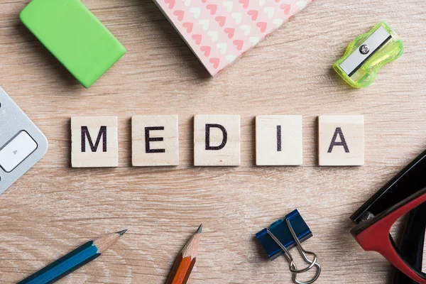 Words spelled with wooden cubes — Stock Photo, Image