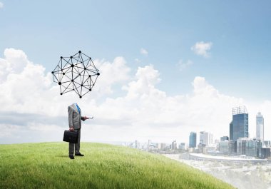 Sosyal ağ kavramı ile başsız işadamı 