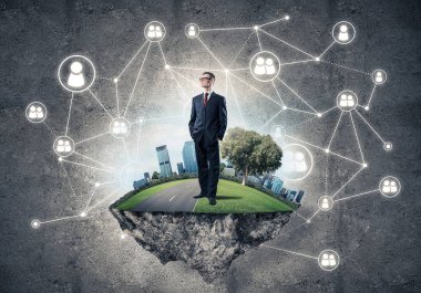 Yeşil Adası üzerinde zarif işadamı 