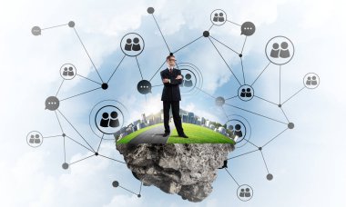 Yeşil Adası üzerinde zarif işadamı 