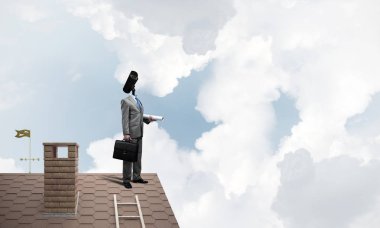 Meçhul işadamı kamera kafası yerine ile