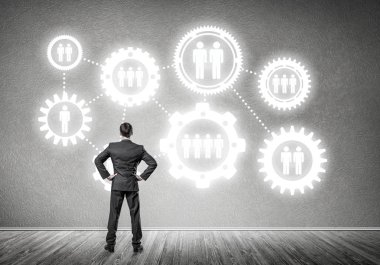 iş adamı duvara çizilen ile seyir