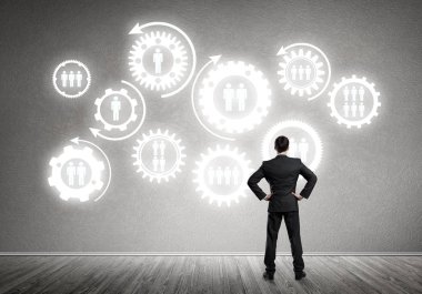 iş adamı duvara çizilen ile seyir