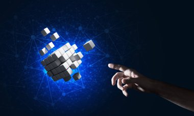  küp şekil tutan adam el 