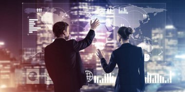 iş adamları çalışma ile sanal perde