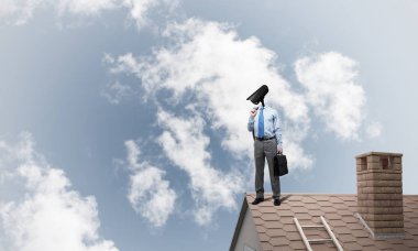 Meçhul işadamı kamera kafası yerine ile