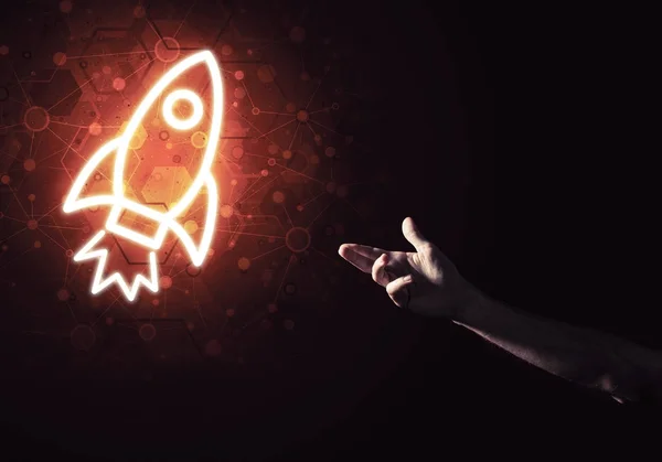 로켓 빛나는 아이콘 — 스톡 사진