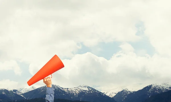 Close of man making announcement — Stock Photo, Image