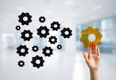 Dışarı ayakta kavramı liderlik ve birçok simgeler ve bunlardan biri ile teamworking