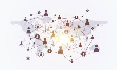 Çizgiler ve noktalar sosyal bağlantı şeklinde çizilmiş 