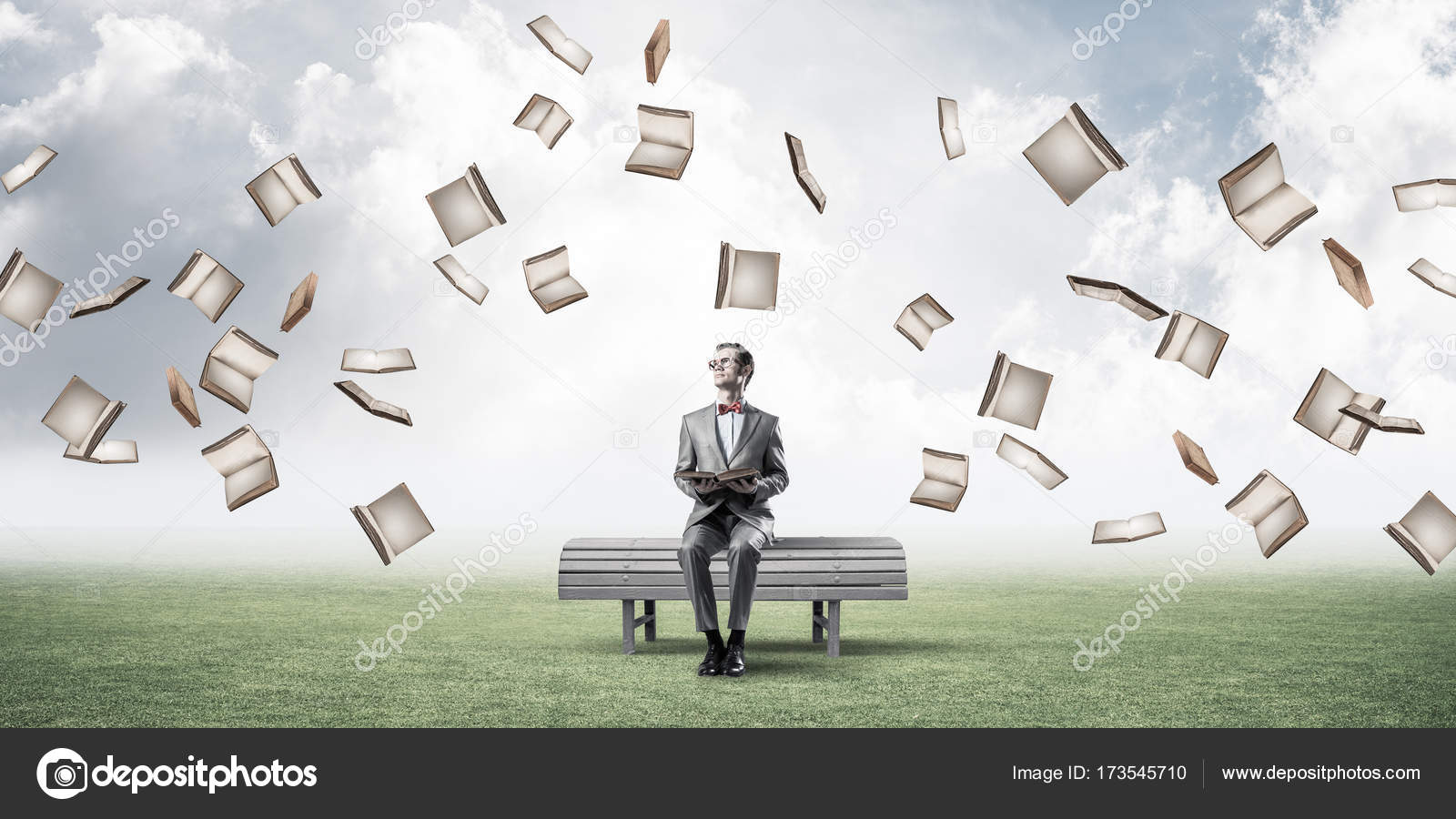 Funny Man Sitting On Floating Island Stock Photo C Khakimullin
