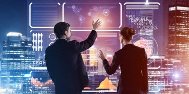 iş adamları çalışma ile sanal perde