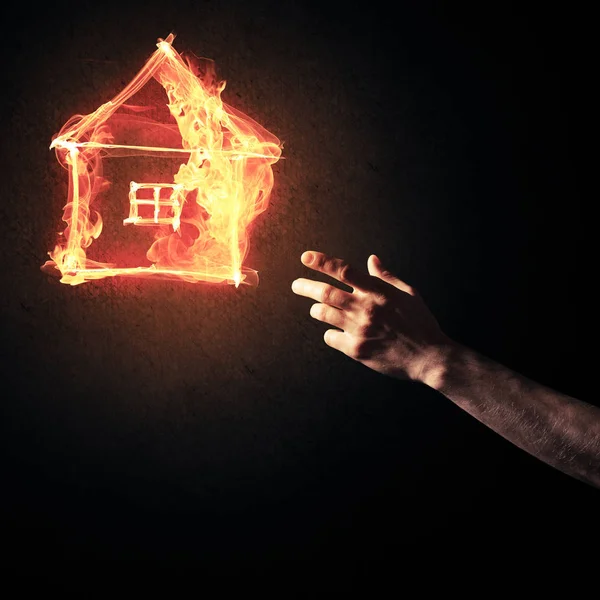 불 집 빛나는 아이콘 — 스톡 사진