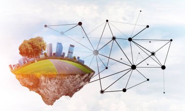 Modern ağ teknolojileri ve eko yeşil inşaat kavramı