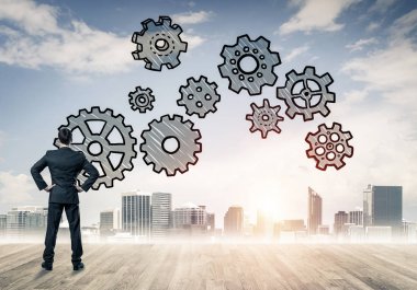 işadamı modern cityscape arıyorsunuz