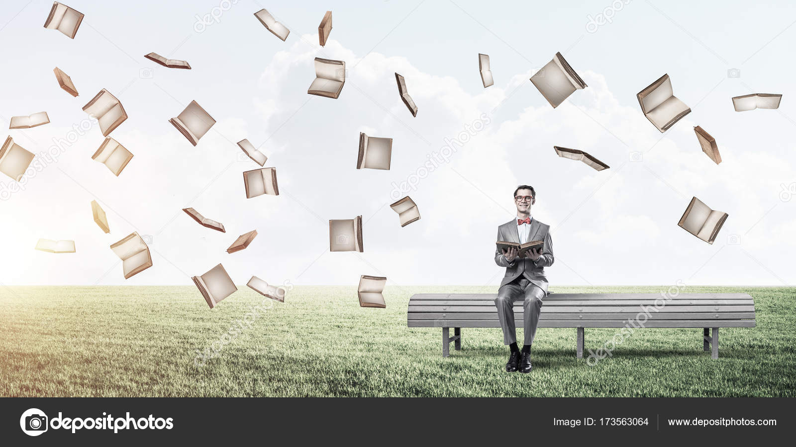 Funny Man Sitting On Floating Island Stock Photo C Khakimullin