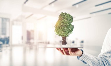 Eko yeşil çevre kavramı ağaç olarak çalışma mecha tarafından sunulan