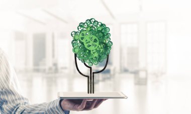 Eko yeşil çevre kavramı ağaç olarak çalışma mecha tarafından sunulan