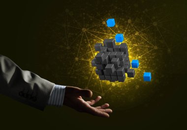 küp şekil tutan el 