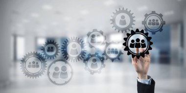 Ekip çalışması kavramı ve işadamı jest elega içinde seçme