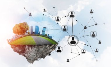 Modern ağ teknolojileri ve eko yeşil inşaat kavramı