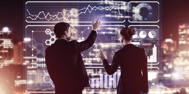 iş adamları çalışma ile sanal perde