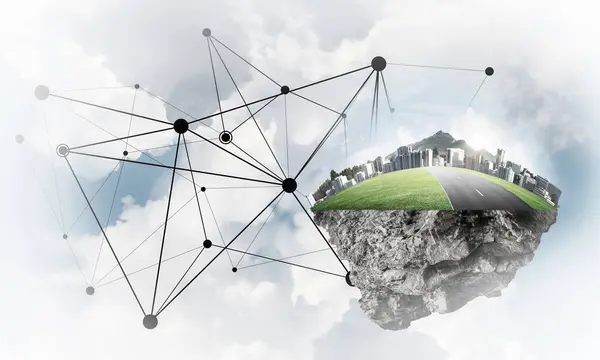 Conceito de tecnologias de rede modernas e de construção ecológica — Fotografia de Stock