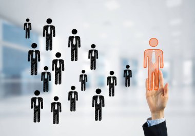 Dışarı ayakta kavramı liderlik ve birçok simgeler ve bunlardan biri ile teamworking