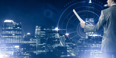 işadamı karşı sanal panel arayüzü