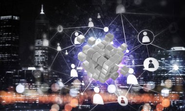 küp rakamlar ve sosyal bağlantı çizgileri, Internet ve ağ kavramı