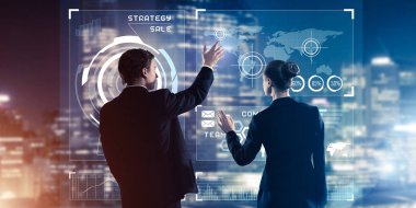 iş adamları çalışma ile sanal perde