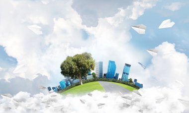 Binalar ve gökdelenler ile modern cityscape