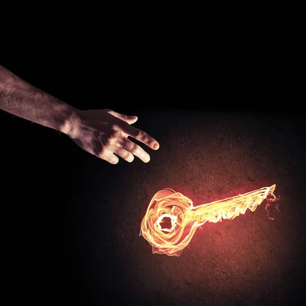 Fire glowing key symbol — Stock Photo, Image