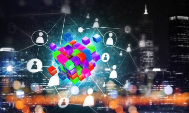 küp rakamlar ve sosyal bağlantı çizgileri, Internet ve ağ kavramı