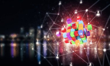 küp rakamlar ve sosyal bağlantı çizgileri, Internet ve ağ kavramı