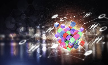 küp rakamlar ve sosyal bağlantı çizgileri, Internet ve ağ kavramı