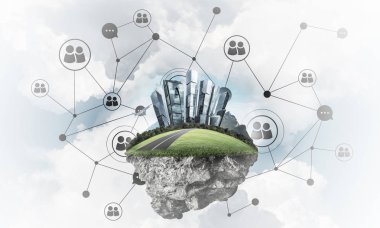 Modern ağ teknolojileri ve eko yeşil yazılımlar kavramı