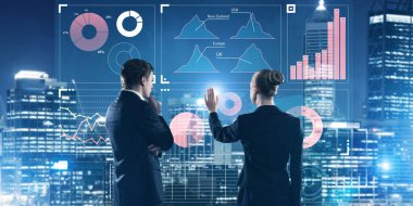 iş adamları çalışma ile sanal perde