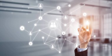  Ağ ekran dokunaklı işkadını el