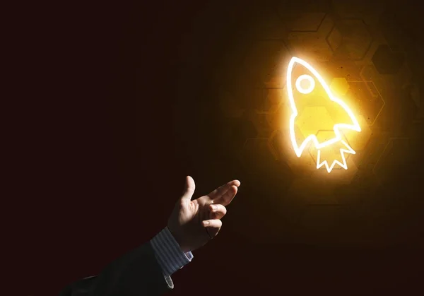 Rocket glowing icon — Stock Photo, Image