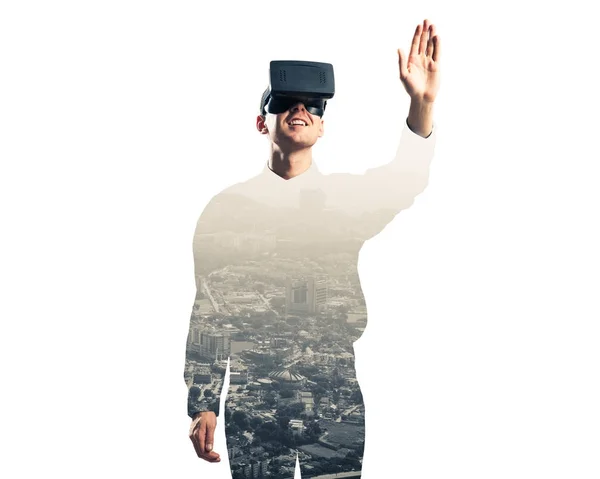 Man med virtuell verklighet headset — Stockfoto