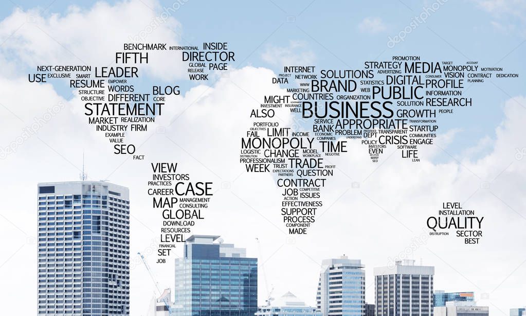Business-related terms collage