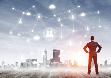 işadamı modern cityscape arıyorsunuz