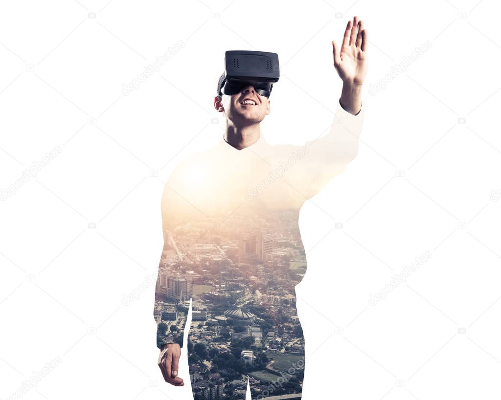 Man with virtual reality headset 